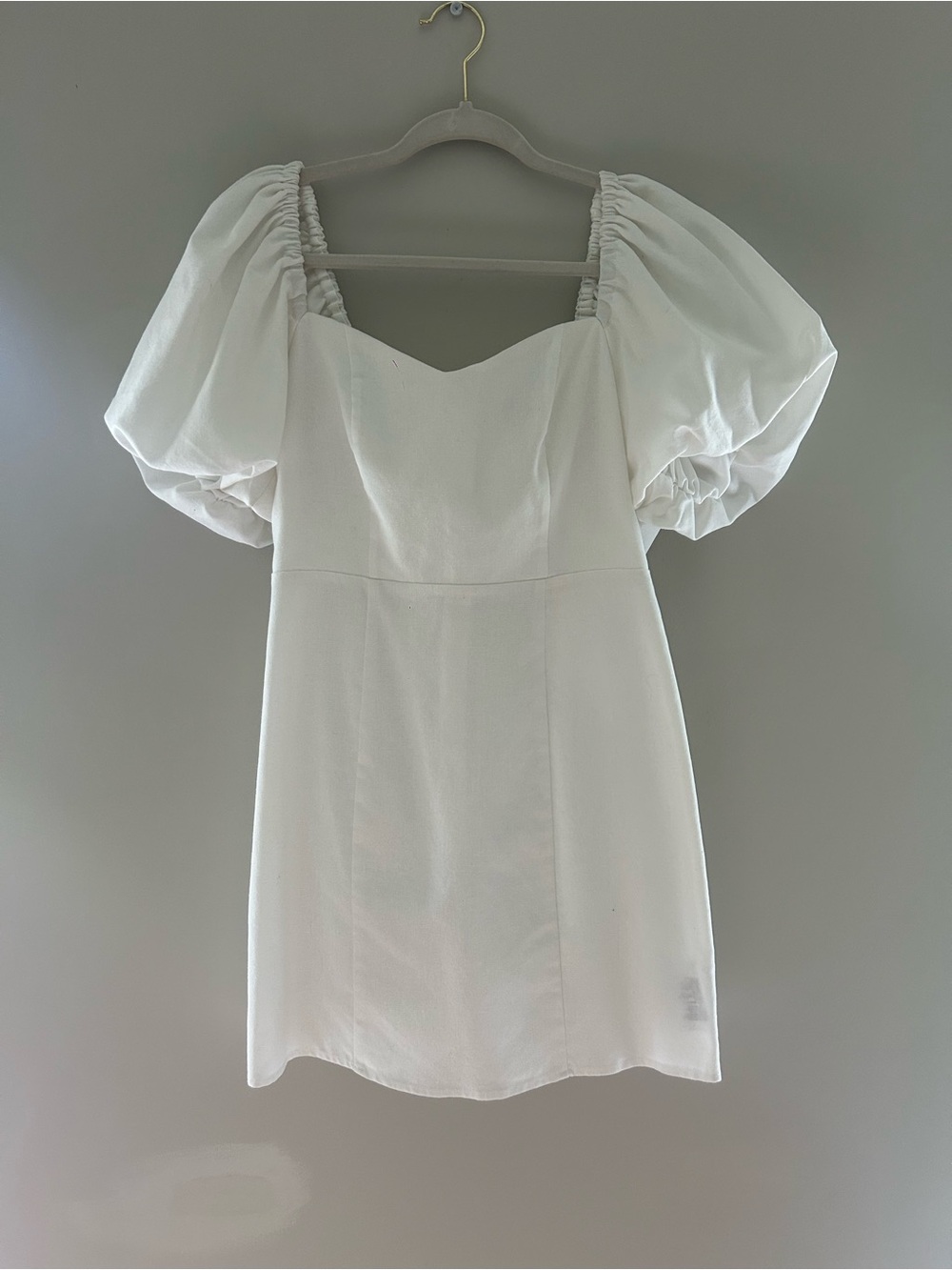 White Puff-Sleeve Mini Dress